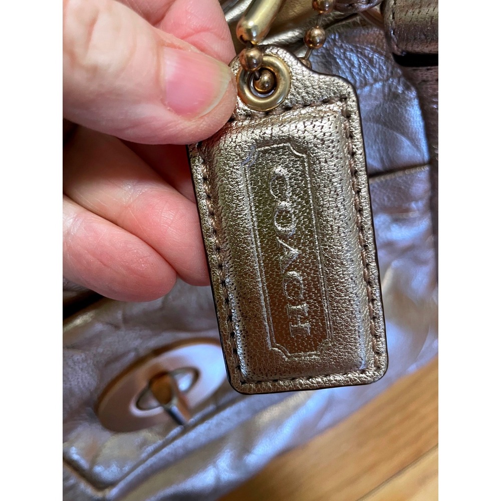 Coach Leather Shoulder Bag Parker Metallic Rose Gold C Embossed 13608 - Picture 8 of 8